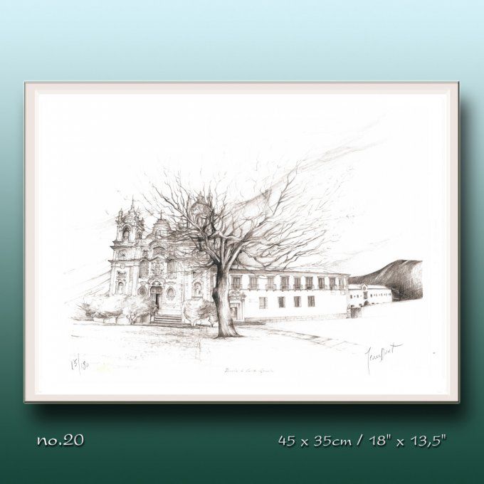 Dessin de J. Doat / 44 cm x 34 cm.............No.20 / Le monastère-auberge (pousada) de Sta. Marinha