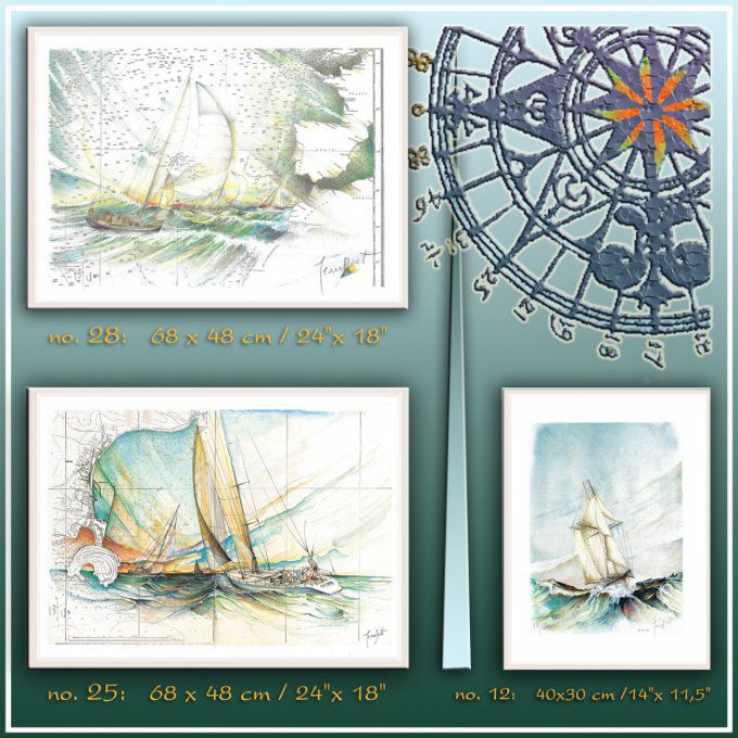 Triptyque no.1 ( Grands formats ) : 68 cm x 48 cm + 40 cm x 30 cm